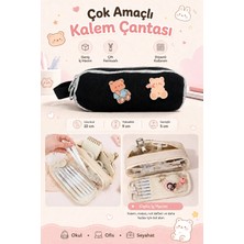 Maison Luré Kalem Kutusu Sevimli Teddy Ayıcık Kanvas Çok Bölmeli , Geniş Kapasiteli Organizer