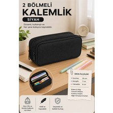 Maison Luré Kalem Kutusu Siyah Bez Kalemlik, Iki Bölmeli, Fermuarlı, Çocuk Okul Kırtasiye