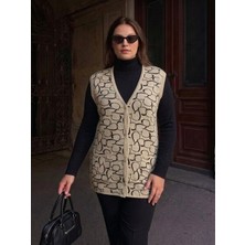 Onno Style Kalp Desenli Düğmeli Klasik Çelik Örgü Triko Yelek