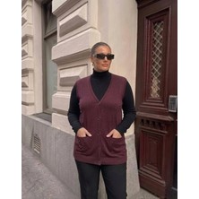 Onno Style Cebi Taşlı Çelik Örgü Klasik Triko Yelek