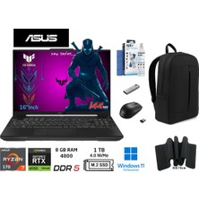 Asus Tuf Gaming A16 FA607NUQ Amd Ryzen 7 170 8gb 1tb SSD RTX4050 W11 Pro 16" Taşınabilir Bilgisayar RL048 Duddi Çanta+Mouse+Mousepad+Usbbellek+Temizlikkit