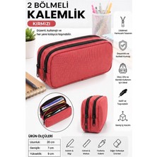 Maison Luré Kalem Kutusu Düz Renk Bez Kalemlik, Iki Bölmeli Fermuarlı Çocuk