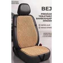 Koltuk Minderi Bambu Ahşap Boncuklu Bej