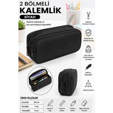 Maison Luré Kalem Kutusu Düz Renk Bez Kalemlik 2 Bölmeli Fermuarlı Çocuk Okul