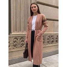 Onno Style Kilim Desen Uzun Triko Kadın Hırka