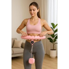 akıllı  çemberi 24 bölüm parça fitness spor egzersiz halkası sayaçlı pembe, lyt-34