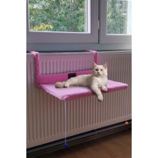 Maison Luré Kedi ve Köpek Yatağı Pembe Radyatör Üstü Kedi Yatağı, Polar Peluş, Petek Askılı Rahat Uyku