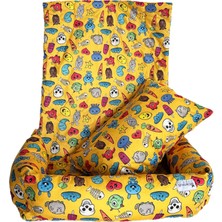 Maison Luré Kedi ve Köpek Yatağı Sarı Pop-Up Desenli Yıkanabilir 50X60 Araç Yatağı, Rahat ve Pratik Kullanım