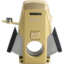 Quantoro 05-62 Puro Kesicili Delicili Çift Jet Alev Puro Çakmağı/Gold