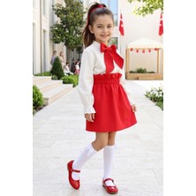 Parla Kids Kız Çocuk Parla Kırmızı Kalem Etek Ekru Bluz Fularlı Alt Üst Takım 29 Ekim Gösteri Kıyafeti