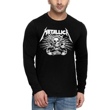 ROCKANDROLL Metallica Kurukafa Siyah Uzun Kollu Penye Erkek T-Shirt