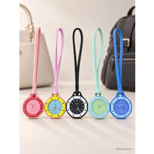 Milano Beautys Çanta Charm Saat Askılı Analog Saat Sekizgen Tasarım Unisex Çanta Aksesuarı