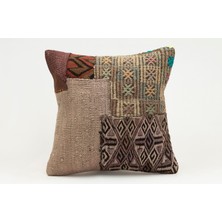 Kilim Wholesale El Yapımı Kilimden Yapılmış Vintage Kırlent Kılıfı, Yün, 40X40 cm