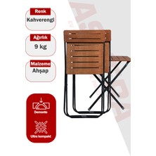 Asvera New Payitaht 2+1 Set Krem Katlanır Masa Sandalye Balkon Takımı