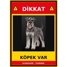 Ti Play Schnauzer - Tuzbiber Dikkat Köpek Var Levhası 35X50 cm Uv Baskılı Pvc Uyarı Tabelası