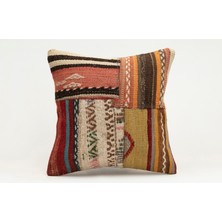 Kilim Wholesale El Yapımı Kilimden Yapılmış Vintage Kırlent Kılıfı, Yün, 40X40 cm