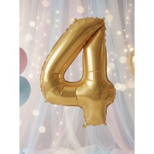 Çavuş E-Ticaret Gold Altın Rengi Rakam Folyo Balon 4 Rakamı