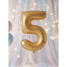 Çavuş E-Ticaret Gold Altın Rengi Rakam Folyo Balon 5 Rakamı