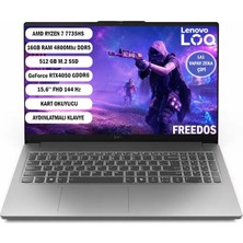 Lenovo LOQE AMD Ryzen 7 7735HS 16GB 512GB SSD RTX4050 Freedos 15.6" Taşınabilir Bilgisayar 83S0002YTR