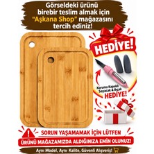 Aşkana Doğal Bambu Kesme Tahtası Seti Büyük & Küçük Boy Mutfak Doğrama ve Sunum Tahtası