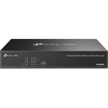 Tp-Link Vıgı NVR1004H-4P 4 Kanal 5mp Poe+ 53W H.265+ 80 Mbps 1 Sata 2 USB 4K HDMI Nvr Kayıt Cihazı