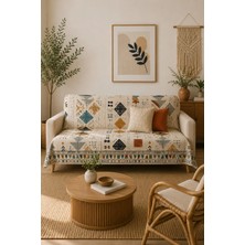 Gece Home Çok Amaçlı Modern Bohem Kadife Koltuk Örtüsü,çekyat Örtüsü Piknik Örtüsü Masa Örtüsü Kaymaz Süngerli 165X216