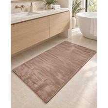 Dekoset Home Tavşan Tüyü Kahverengi Düz Peluş Yumuşak Kaymaz Tpr Tabanlı Banyo Paspas