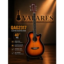 Valares QAG2317 Profesyonel Seri 40” Elektro Akustik Gitar Sunburst  kılıf ve pena hediye