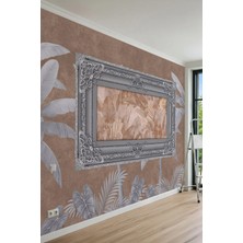 Dreamwall Barok Çerçeveli Tropikal Yaprak Pano Desenli Tek Parça Tekstil Duvar Kağıdı