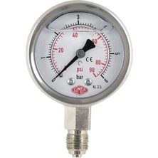 Maison Luré Ölçüm Cihazı 0-6 Bar Çap Ø100 mm Alttan Bağlantılı Gliserinli Manometre
