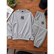 Belirtilmemiş 2'li Ny Baskılı Original Ünisex Penye Sweatshirt&eşofman Takımı