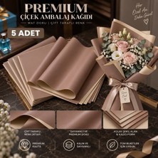 Flora Ambalaj Su Geçirmez Mauve & Bej Çift Taraflı Çiçek Buketi Ambalaj Kağıdı 54,5X54,5 cm - Premium Çiçekçi Buket ve Hediye Paketleme Ambalajı  (5 Adet)