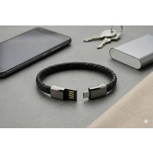 Linber Siyah Bileklik Şarj Kablosu 22,5 cm 60W Micro Uyumlu