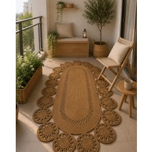 Rönesans Tekstil Oval Jüt Halı Çiçek Motifli Bohem Hasır Kilim – Flora