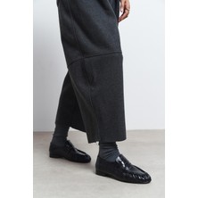 Nişantaşı Shoes Marbella Siyah Su Yolu Kroko Hakiki Deri Düz Taban Kadın Loafer Ayakkabı