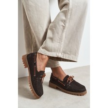 Nişantaşı Shoes Janga Kahve Hakiki Süet Kalın Taban Bağcık Detay Kadın Ayakkabı