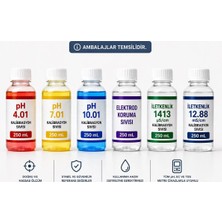 Maison Luré Ölçüm Cihazı Ph 4.01 7.01 10.01 1413 Μs/cm 12.88 Ms/cm Kalibrasyon Sıvısı 250 ml Set