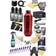 Valor Ava Gt-Pen Luxury Red Dövme Makinesi Seti – Yeni Başlayanlar Için Profesyonel Tattoo Seti
