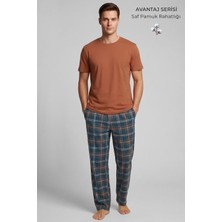 Mısırlı Erkek Pamuk Kısa Kol Pijama Takım Oranj