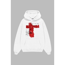 Sekizbiraltı Life Is Too Short Baskılı Beyaz Oversize Unisex Hoodie