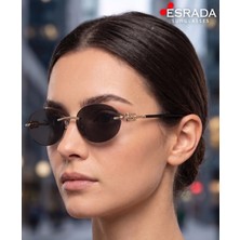Esrada 3104D 602180 2569 01 UV400 Korumalı Füme Renk Gold Detaylı Kadın Güneş Gözlüğü 57-18-148