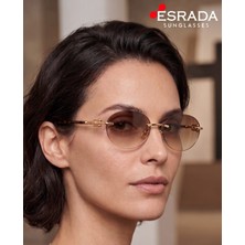 Esrada 3104D 602180 2569 08 UV400 Korumalı Mavi Renk Gold Detaylı Kadın Güneş Gözlüğü 57-18-148