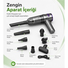 Hiltech 20.000 Pa Güçlü Emiş Katlanabilir Kablosuz Araç Süpürgesi 90.000 Rpm Fırçasız Motor 7800 Mah Type-C Şarjlı
