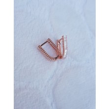Canka Baget Taşlı Oval Gümüş Küpe