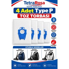 Tetra Rosa Bosch Bsg8 Serisi/siemens VS08 Serisi/bosch Ergomaxx Serisi Uyumlu 4 Adet Type P Toz Torbası