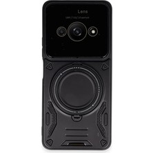 Bezos Xiaomi Poco C61 Uyumlu Kılıf Joy Lens Standlı Kapak - Siyah