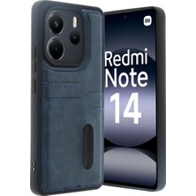 Bezos Xiaomi Redmi Note 14 4g Uyumlu Kılıf Sara Kartvizitli Deri Kılıf - Lacivert