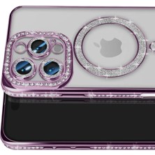 Bezos Apple iPhone 16 Pro Max Uyumlu Kılıf Joke Simli Magneticsafe Kılıf - Derin Mor