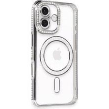 Bezos Apple iPhone 16 Uyumlu Kılıf Joke Simli Magneticsafe Kılıf - Gri