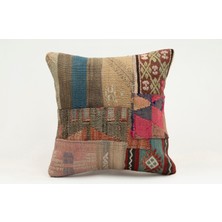 Kilim Wholesale El Yapımı Kilimden Yapılmış Vintage Kırlent Kılıfı, Yün, 40X40 cm